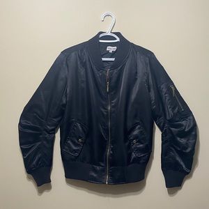 Black Bomber Jacket with Gold Accents